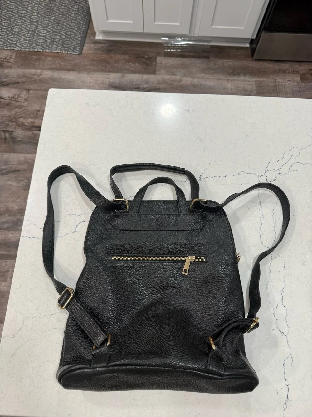 Borse In Pella Black Soft Italian Leather Convertible Luxury Backpack Bag